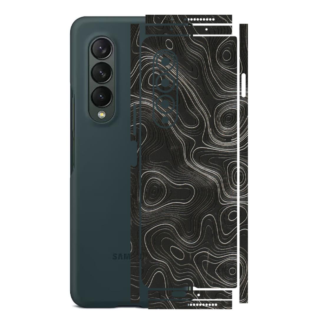Samsung M/F/Note/Flip and C Phone Skins (All Models) - Abstract White Line Map - 3D Embossed Finish (L-269) Samsung Galaxy Z Fold 3