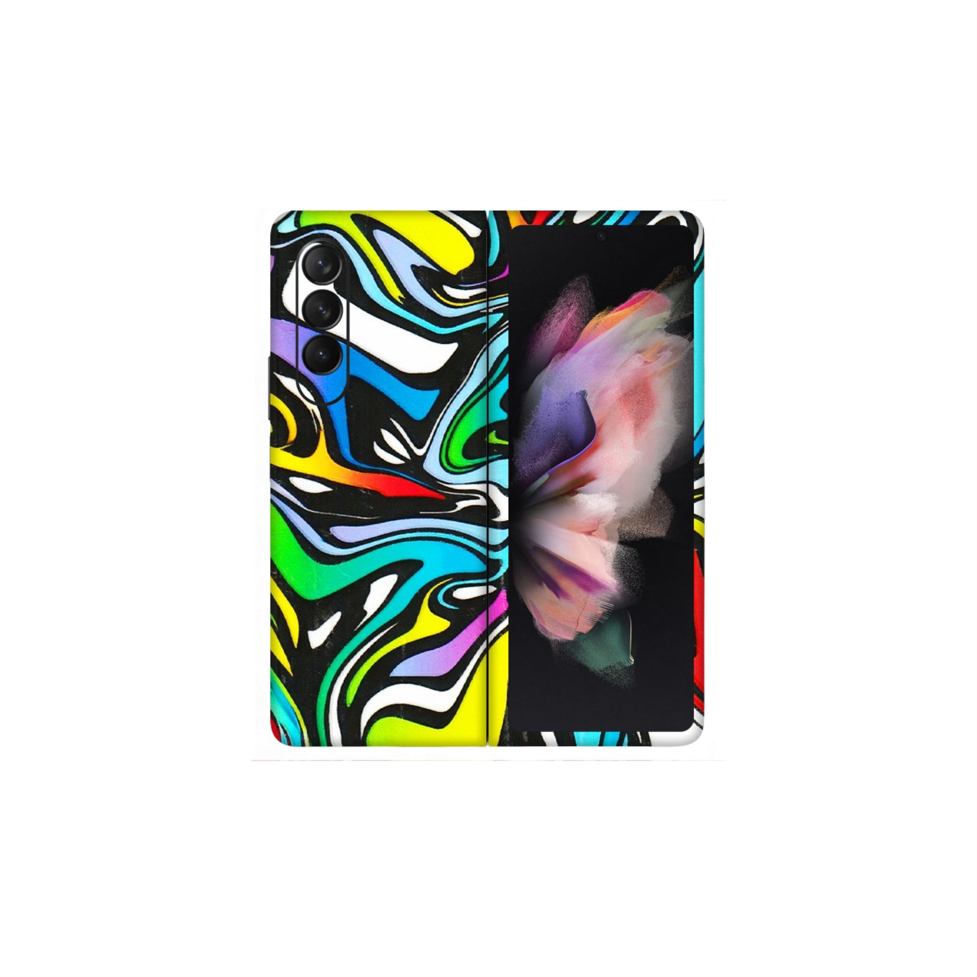 Samsung M/F/Note/Flip and C Phone Skins (All Models) - Abstract Colour Paints - 3D Embossed Finish (L-271) Samsung Galaxy Z Fold 3