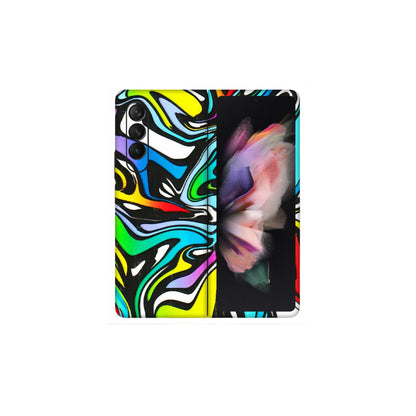 Samsung M/F/Note/Flip and C Phone Skins (All Models) - Abstract Colour Paints - 3D Embossed Finish (L-271) Samsung Galaxy Z Fold 3