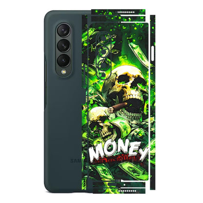 Samsung M/F/Note/Flip and C Phone Skins (All Models) - Skull Money - 3D Embossed Finish (L-303) Samsung Galaxy Z Fold 3