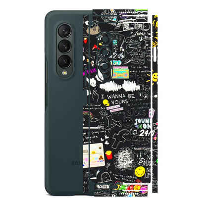 Samsung M/F/Note/Flip and C Phone Skins (All Models) - Black Creatives Doodles - 3D Embossed Finish (L-311) Samsung Galaxy Z Fold 3