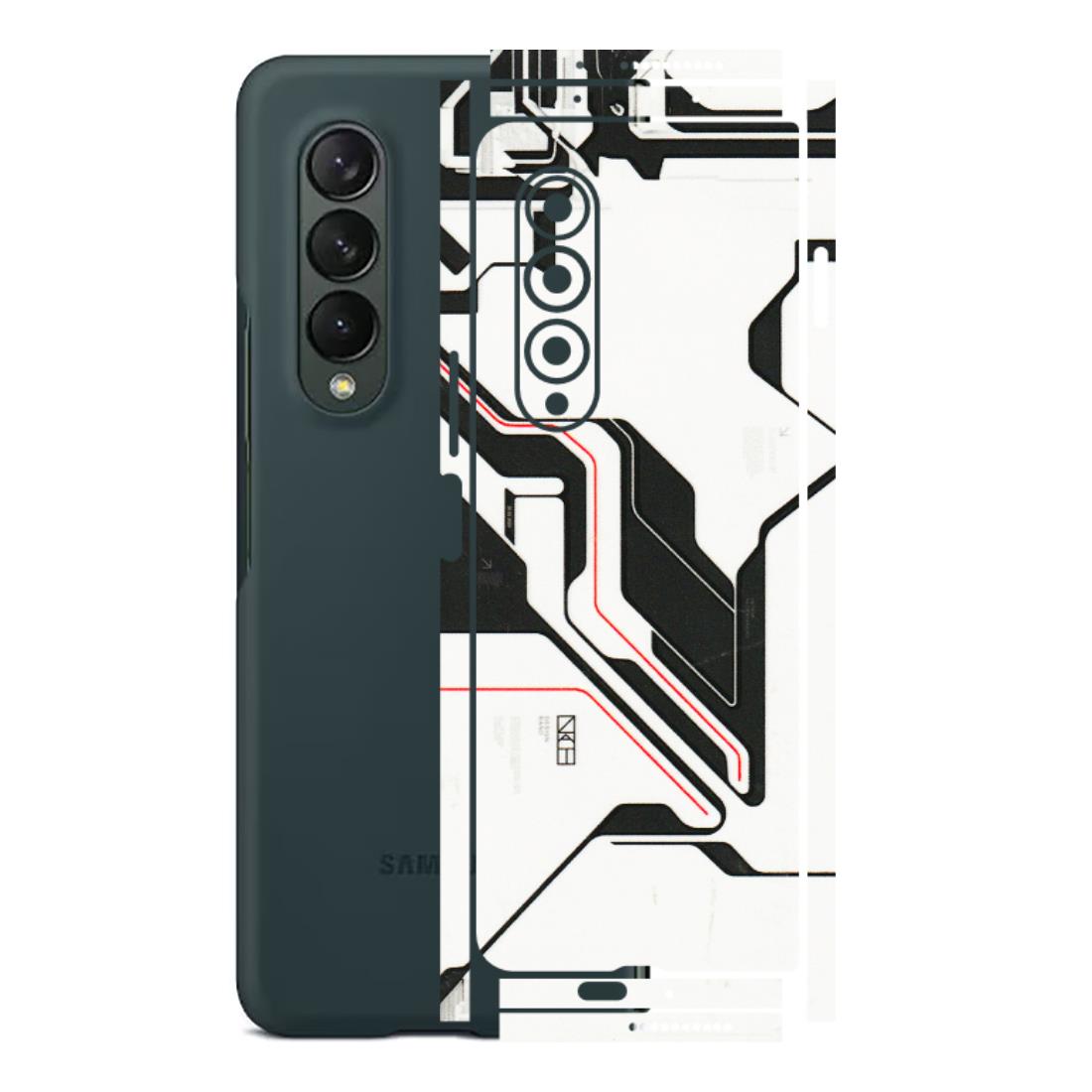 Samsung M/F/Note/Flip and C Phone Skins (All Models) - White Techy Logo - 3D Embossed Finish (L-312) Samsung Galaxy Z Fold 3