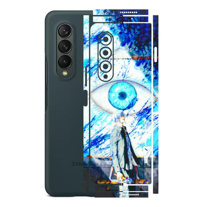 Samsung M/F/Note/Flip and C Phone Skins (All Models) - Anime Sea Blue Eye - 3D Embossed Finish (L-318) Samsung Galaxy Z Fold 3