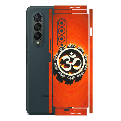 Samsung M/F/Note/Flip and C Phone Skins (All Models) - Aum Shiv Orange - 3D Embossed Finish (L-32) Samsung Galaxy Z Fold 3