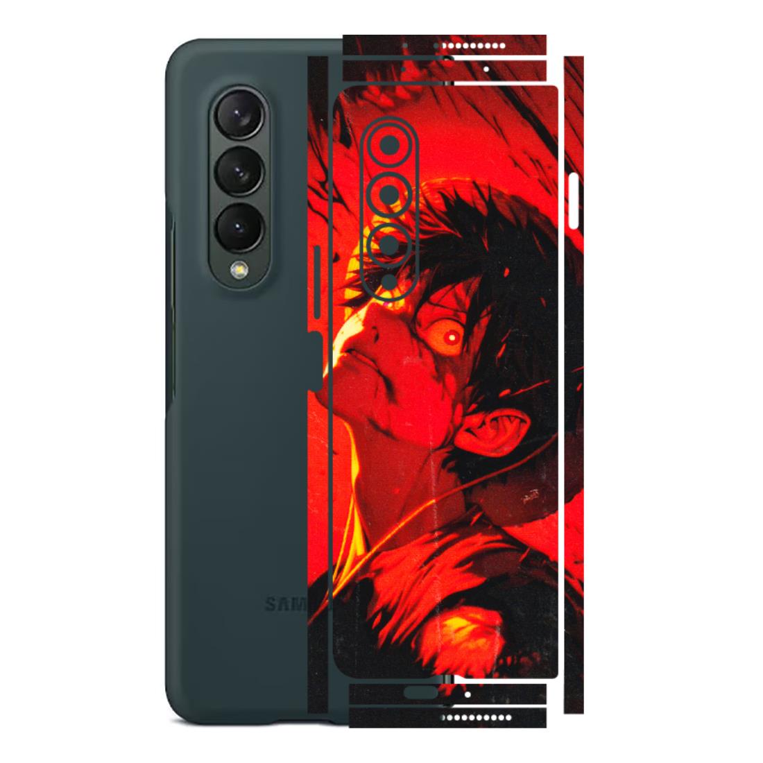 Samsung M/F/Note/Flip and C Phone Skins (All Models) - D.Luffy Power Up One Piece Anime - 3D Embossed Finish (L-326) Samsung Galaxy Z Fold 3