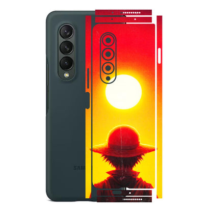 Samsung M/F/Note/Flip and C Phone Skins (All Models) - Cool Sunset With Monkey D.Luffy Anime - 3D Embossed Finish (L-329) Samsung Galaxy Z Fold 3