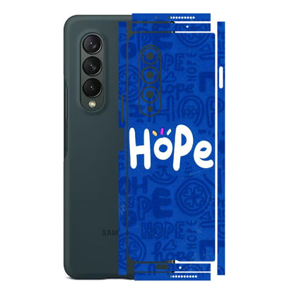 Samsung M/F/Note/Flip and C Phone Skins (All Models) - Hope Doodles Blue - 3D Embossed Finish (L-43) Samsung Galaxy Z Fold 3