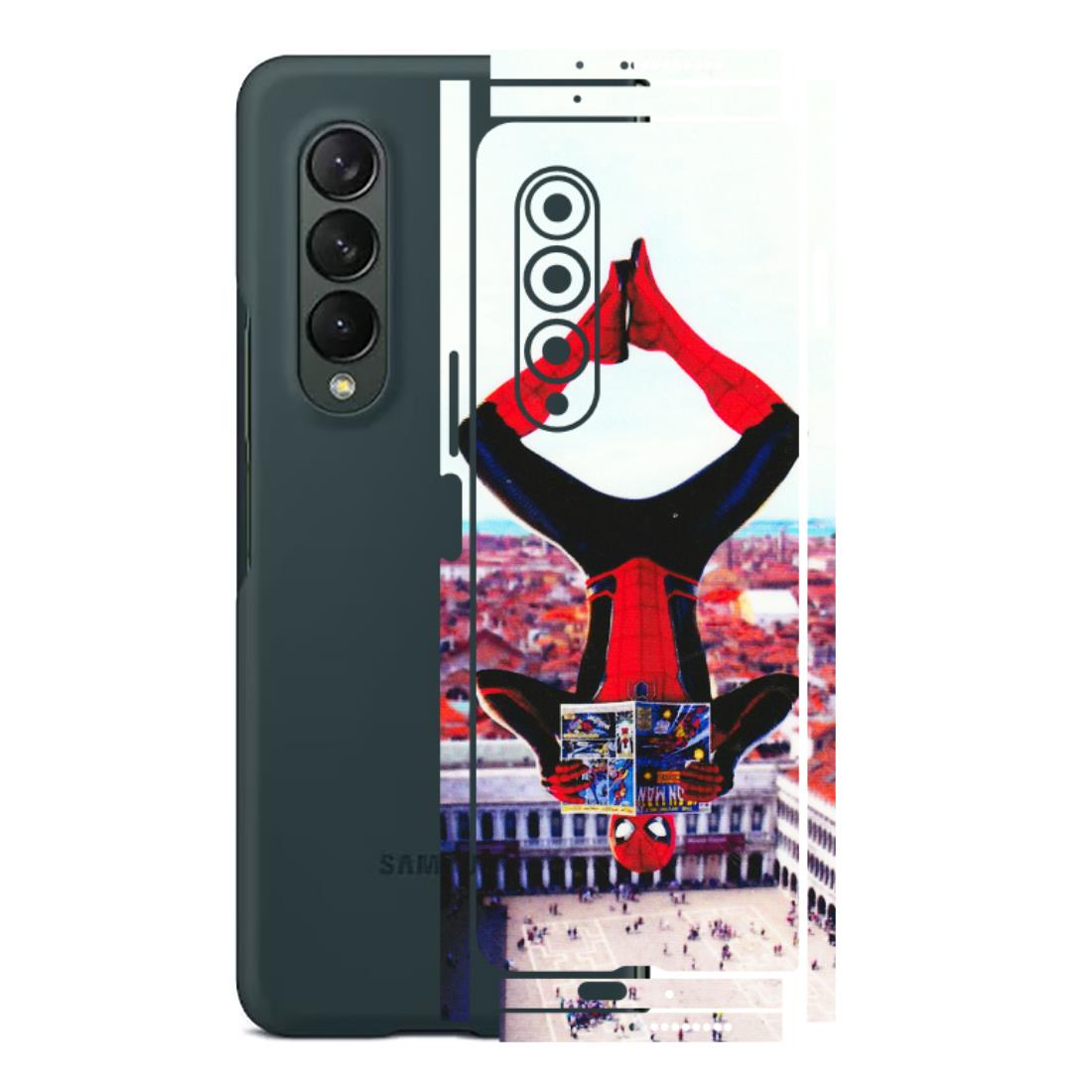Samsung M/F/Note/Flip and C Phone Skins (All Models) - Spiderman Hanging - 3D Embossed Finish (L-53) Samsung Galaxy Z Fold 3