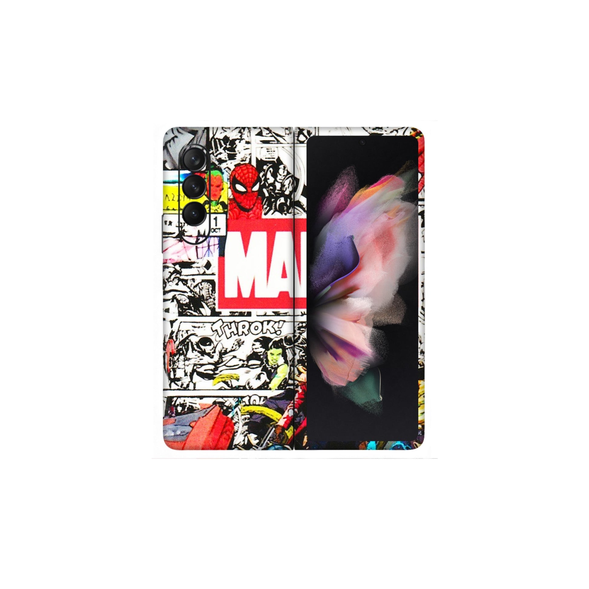 Samsung M/F/Note/Flip and C Phone Skins (All Models) - Marvel Colorful Comic - 3D Embossed Finish (L-64) Samsung Galaxy Z Fold 3