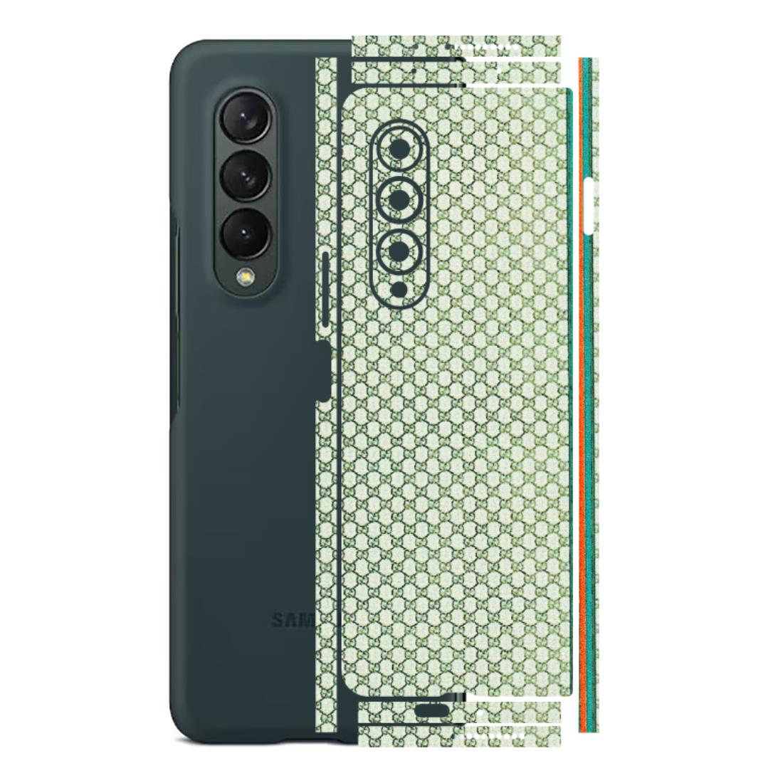Samsung M/F/Note/Flip and C Phone Skins (All Models) - Gucci Fabric Pattern - 3D Embossed Finish (L-73) Samsung Galaxy Z Fold 3
