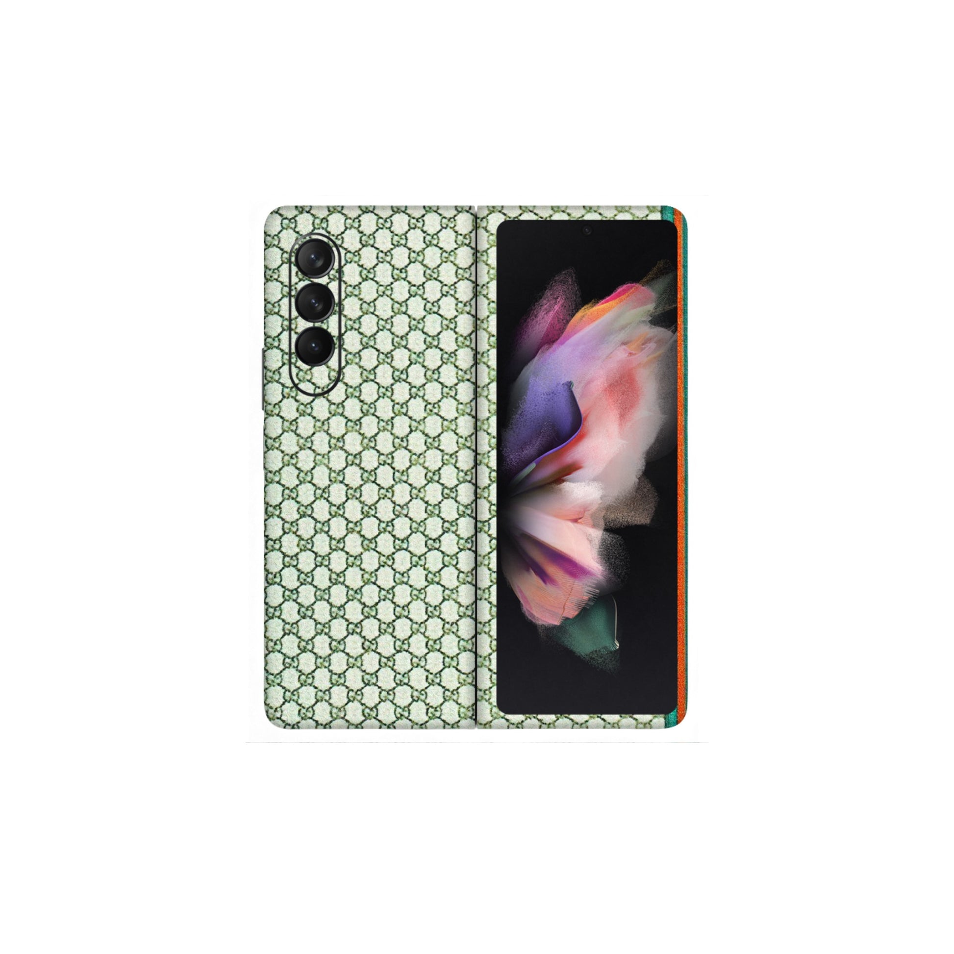 Samsung M/F/Note/Flip and C Phone Skins (All Models) - Gucci Fabric Pattern - 3D Embossed Finish (L-73) Samsung Galaxy Z Fold 3