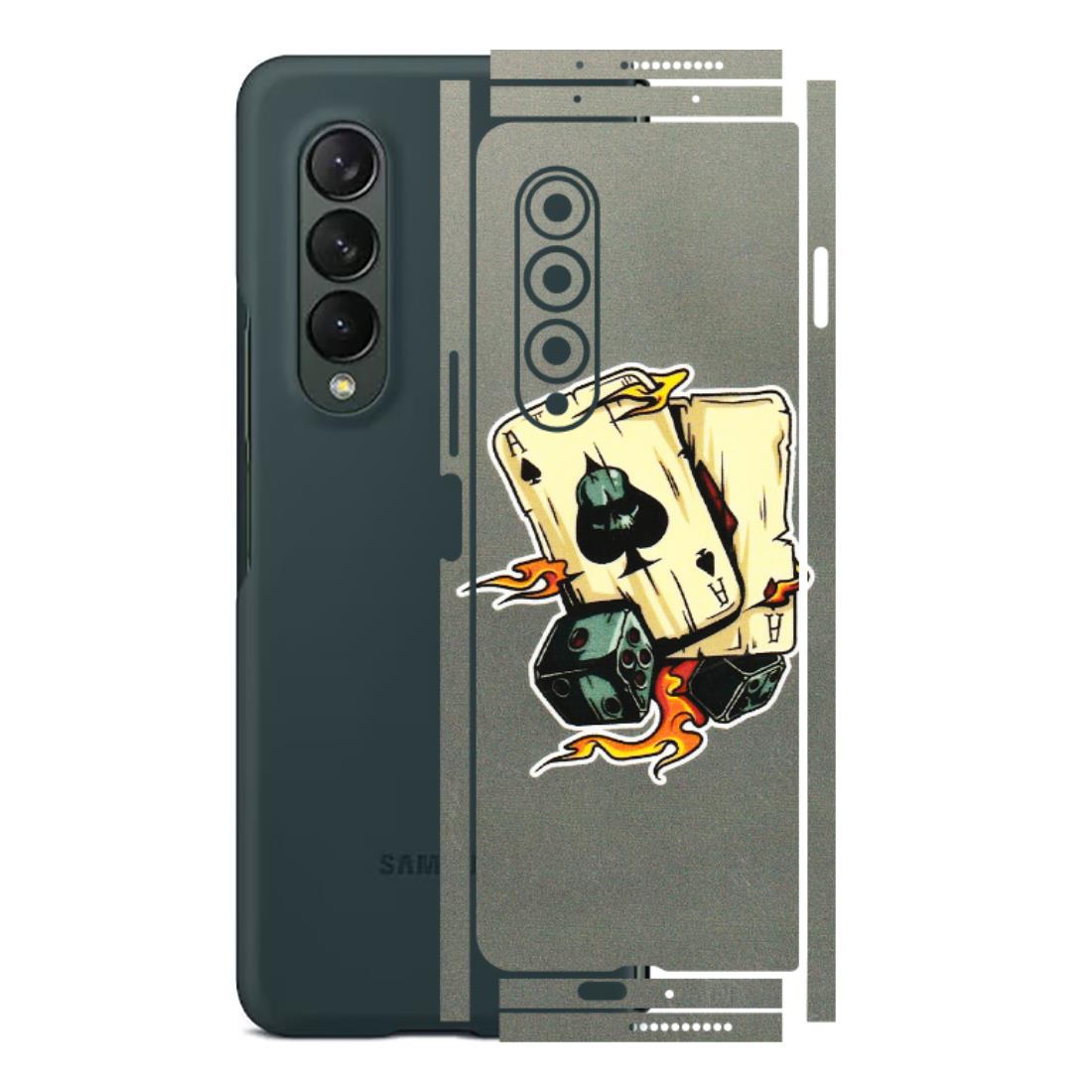 Samsung M/F/Note/Flip and C Phone Skins (All Models) - Grey Cards Of Ace - 3D Embossed Finish (L-77) Samsung Galaxy Z Fold 3