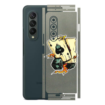 Samsung M/F/Note/Flip and C Phone Skins (All Models) - Grey Cards Of Ace - 3D Embossed Finish (L-77) Samsung Galaxy Z Fold 3