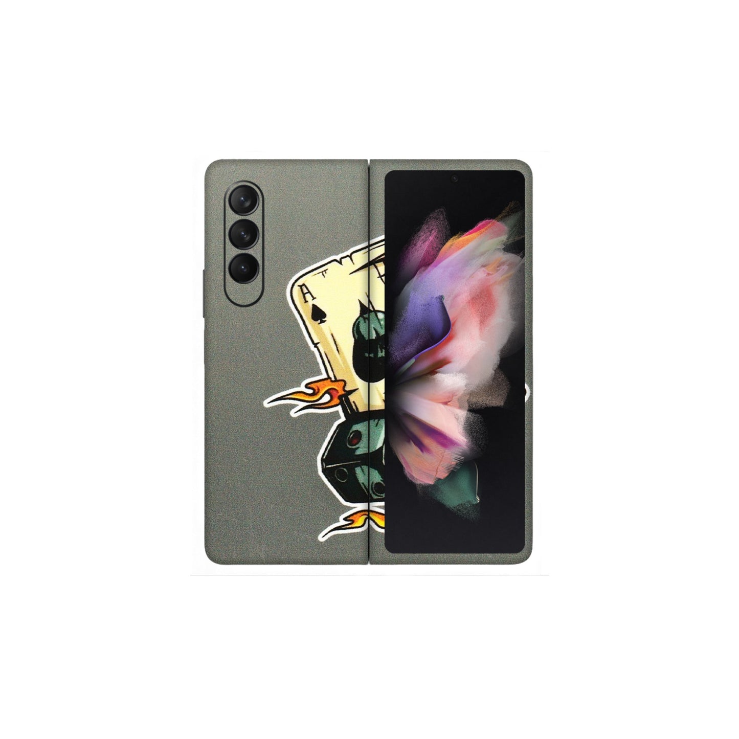 Samsung M/F/Note/Flip and C Phone Skins (All Models) - Grey Cards Of Ace - 3D Embossed Finish (L-77) Samsung Galaxy Z Fold 3