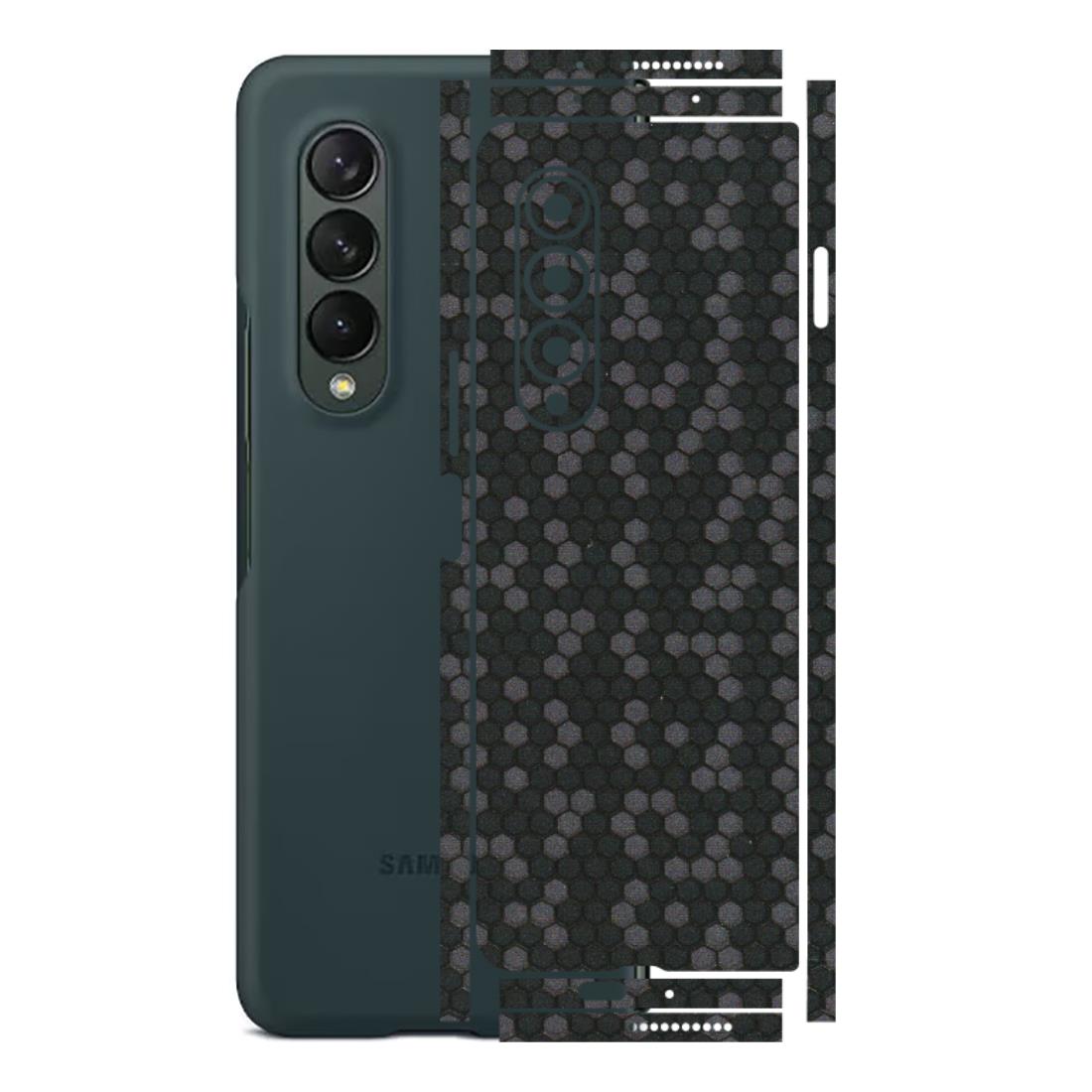 Samsung M/F/Note/Flip and C Phone Skins (All Models) - Black Grey Honeycomb Sober - 3D Embossed Finish (L-85) Samsung Galaxy Z Fold 3