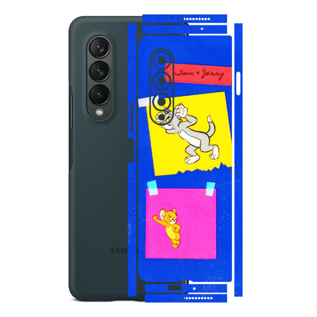 Samsung M/F/Note/Flip and C Phone Skins (All Models) - Tom N Jerry Sticky Notes - 3D Embossed Finish (L-88) Samsung Galaxy Z Fold 3