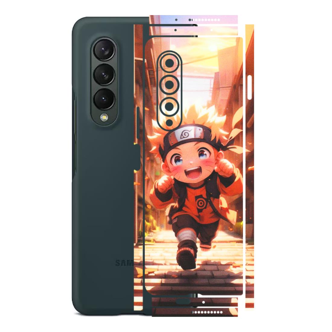 Samsung M/F/Note/Flip and C Phone Skins (All Models) - Naruto Cute Toon Running - Matte Finish (M-04) Samsung Galaxy Z Fold 3