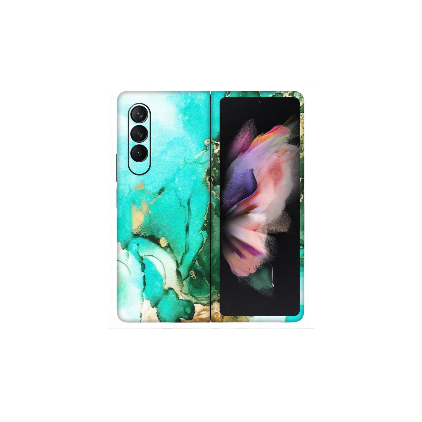 Samsung M/F/Note/Flip and C Phone Skins (All Models) - The Blue Gold Marble - Matte Finish (M-124) Samsung Galaxy Z Fold 3