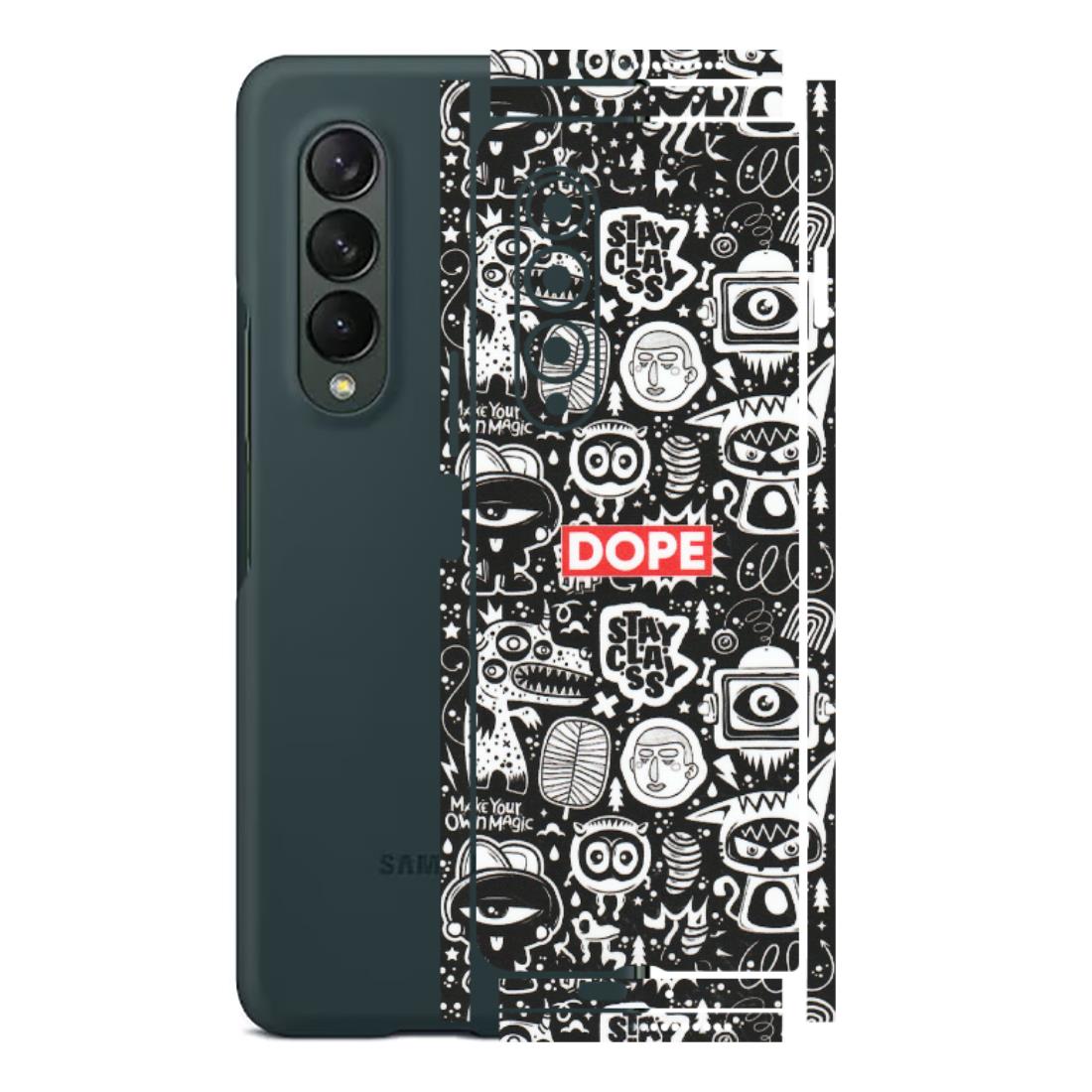Samsung M/F/Note/Flip and C Phone Skins (All Models) - Dope Stay Classy Black Doodles - Matte Finish (M-126) Samsung Galaxy Z Fold 3