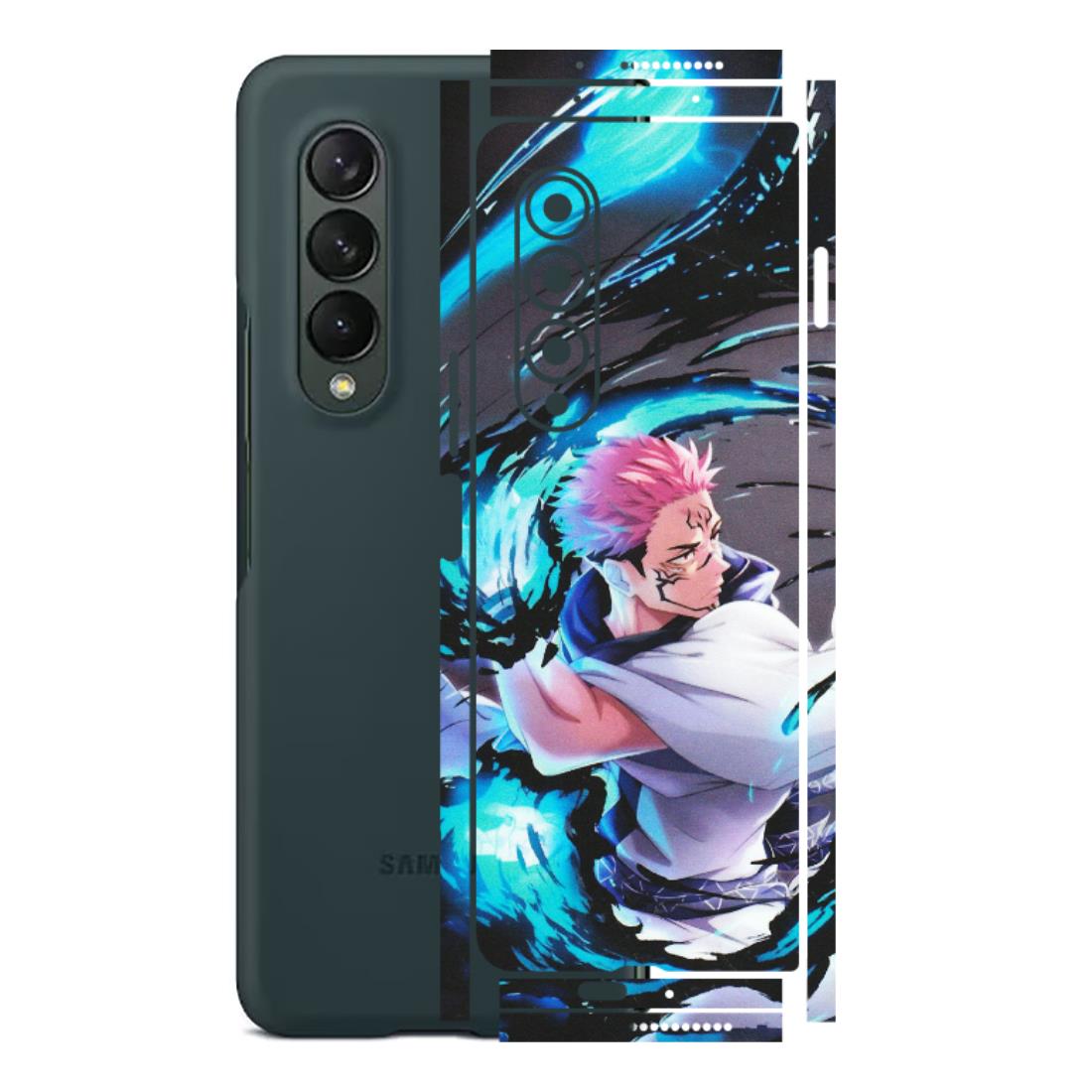 Samsung M/F/Note/Flip and C Phone Skins (All Models) - New Jujutsu Kaisen Grey Blue Anime - Matte Finish (M-127) Samsung Galaxy Z Fold 3
