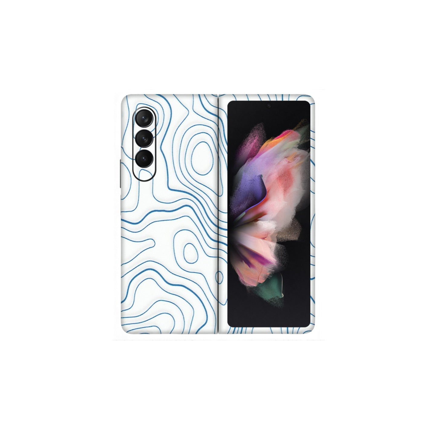 Samsung M/F/Note/Flip and C Phone Skins (All Models) - Blue And White Swirls - Matte Finish (M-139) Samsung Galaxy Z Fold 3