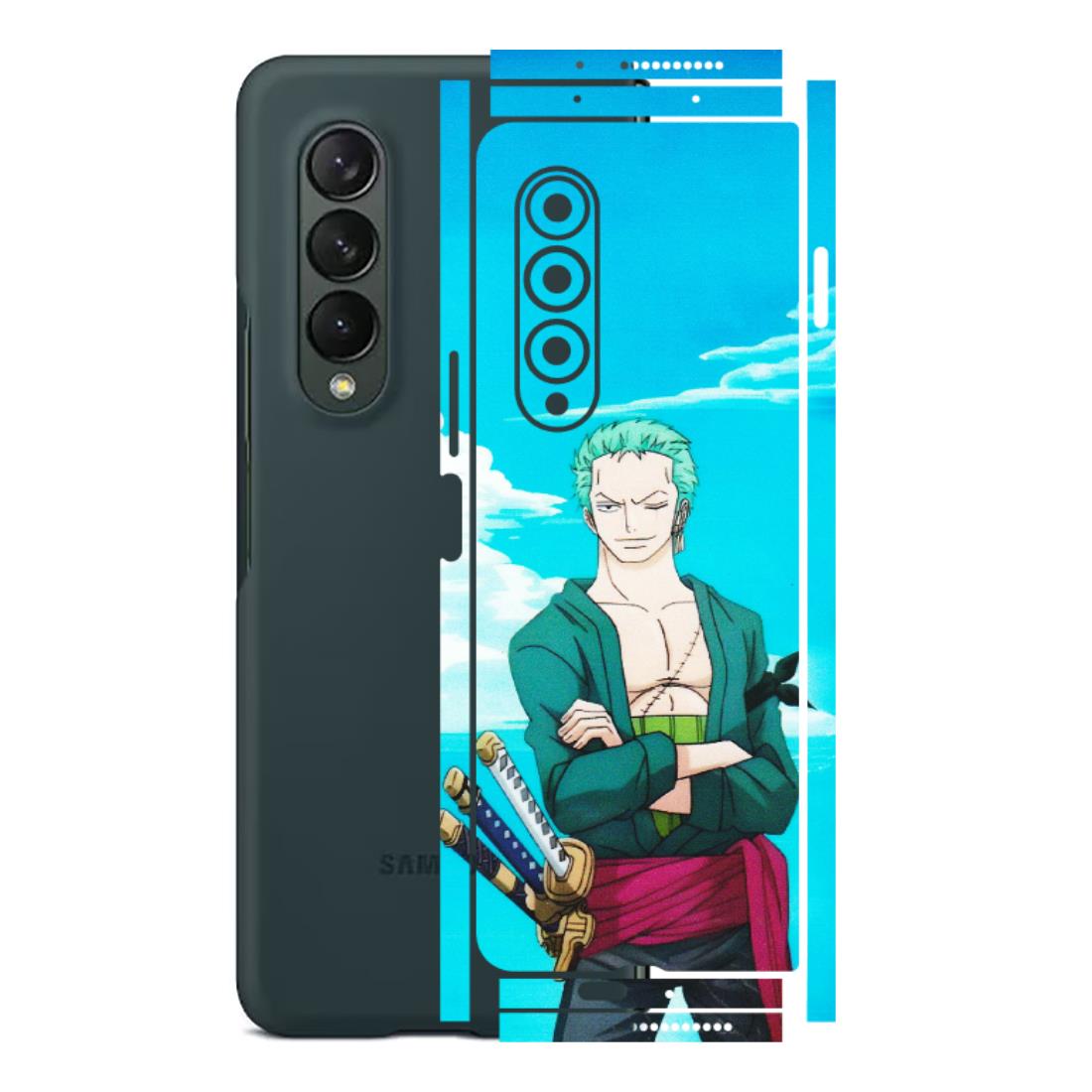 Samsung M/F/Note/Flip and C Phone Skins (All Models) - Cool Swordman Zoro Anime - Matte Finish (M-143) Samsung Galaxy Z Fold 3