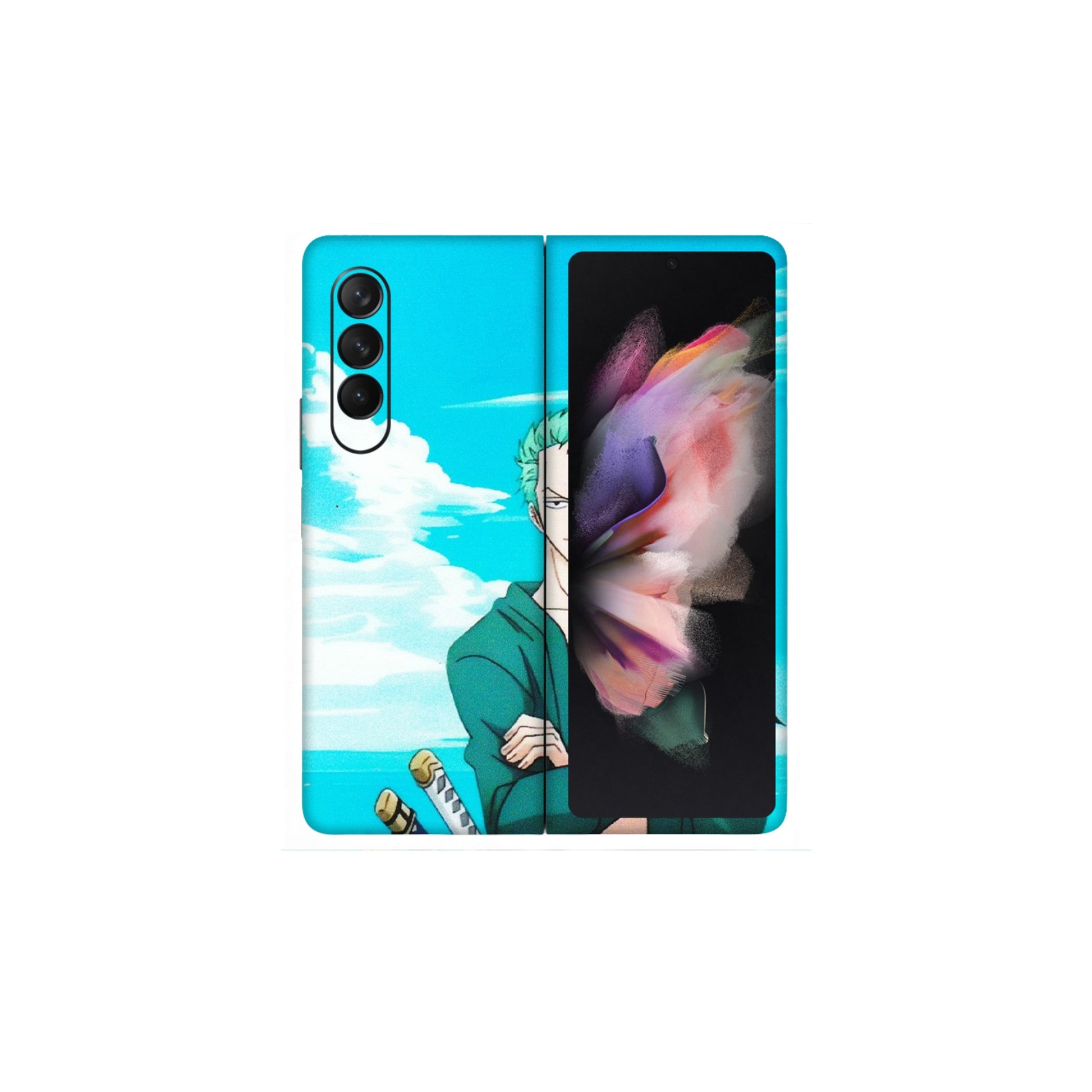 Samsung M/F/Note/Flip and C Phone Skins (All Models) - Cool Swordman Zoro Anime - Matte Finish (M-143) Samsung Galaxy Z Fold 3