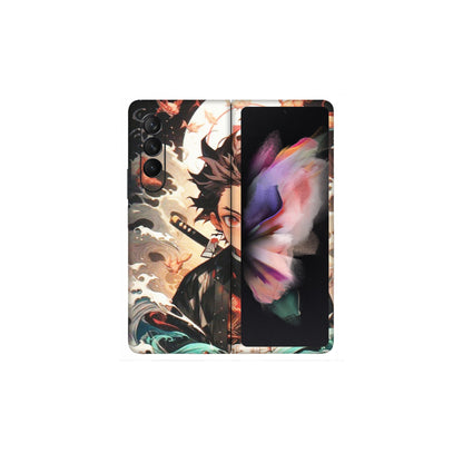 Samsung M/F/Note/Flip and C Phone Skins (All Models) - Tanjiro Demon Slayer Anime - Matte Finish (M-158) Samsung Galaxy Z Fold 3