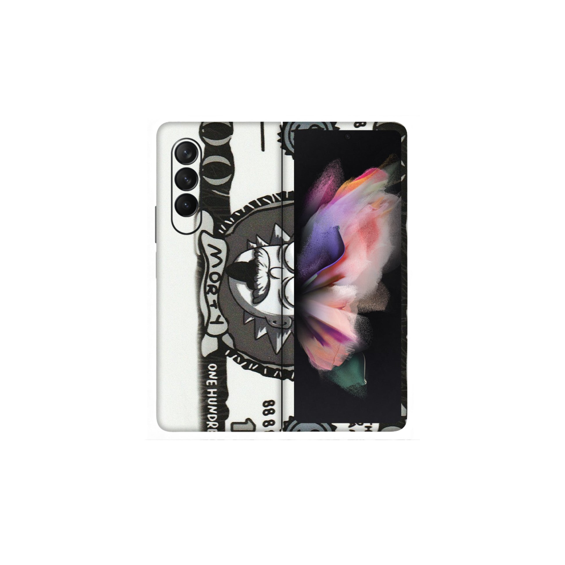 Samsung M/F/Note/Flip and C Phone Skins (All Models) - Rick And Morty Hundred Dollar Anime - Matte Finish (M-161) Samsung Galaxy Z Fold 3