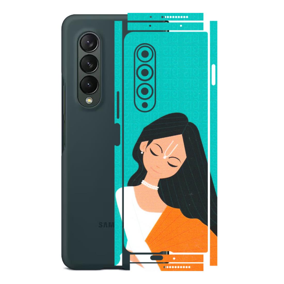 Samsung M/F/Note/Flip and C Phone Skins (All Models) - Radhe Radhe With Hindu Symbol - Matte Finish (M-164) Samsung Galaxy Z Fold 3