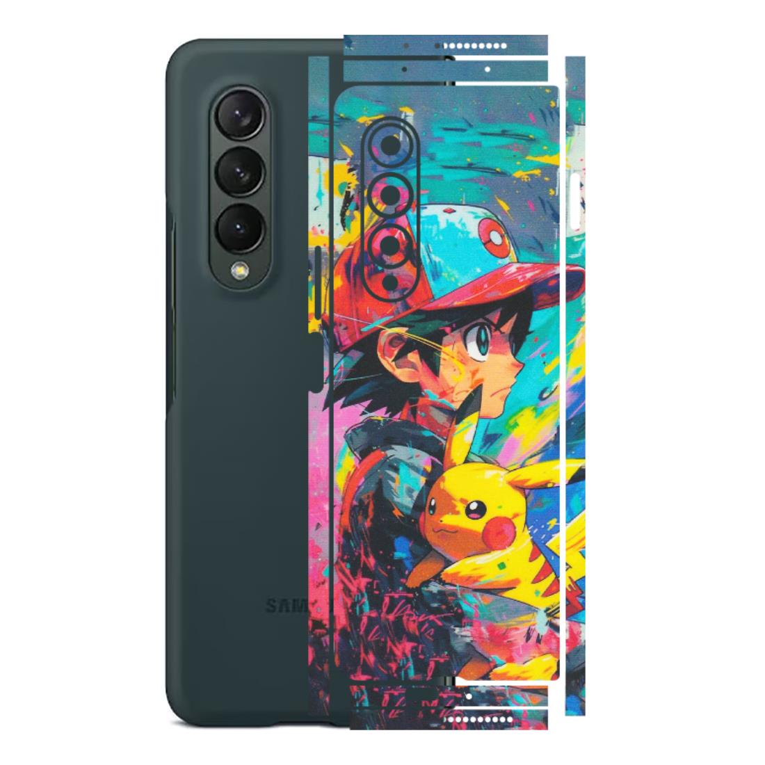 Samsung M/F/Note/Flip and C Phone Skins (All Models) - Ash & Pikachu - Matte Finish (M-26) Samsung Galaxy Z Fold 3