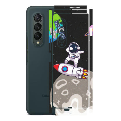 Samsung M/F/Note/Flip and C Phone Skins (All Models) - Astronaut Vibing Toon Running - Matte Finish (M-39) Samsung Galaxy Z Fold 3