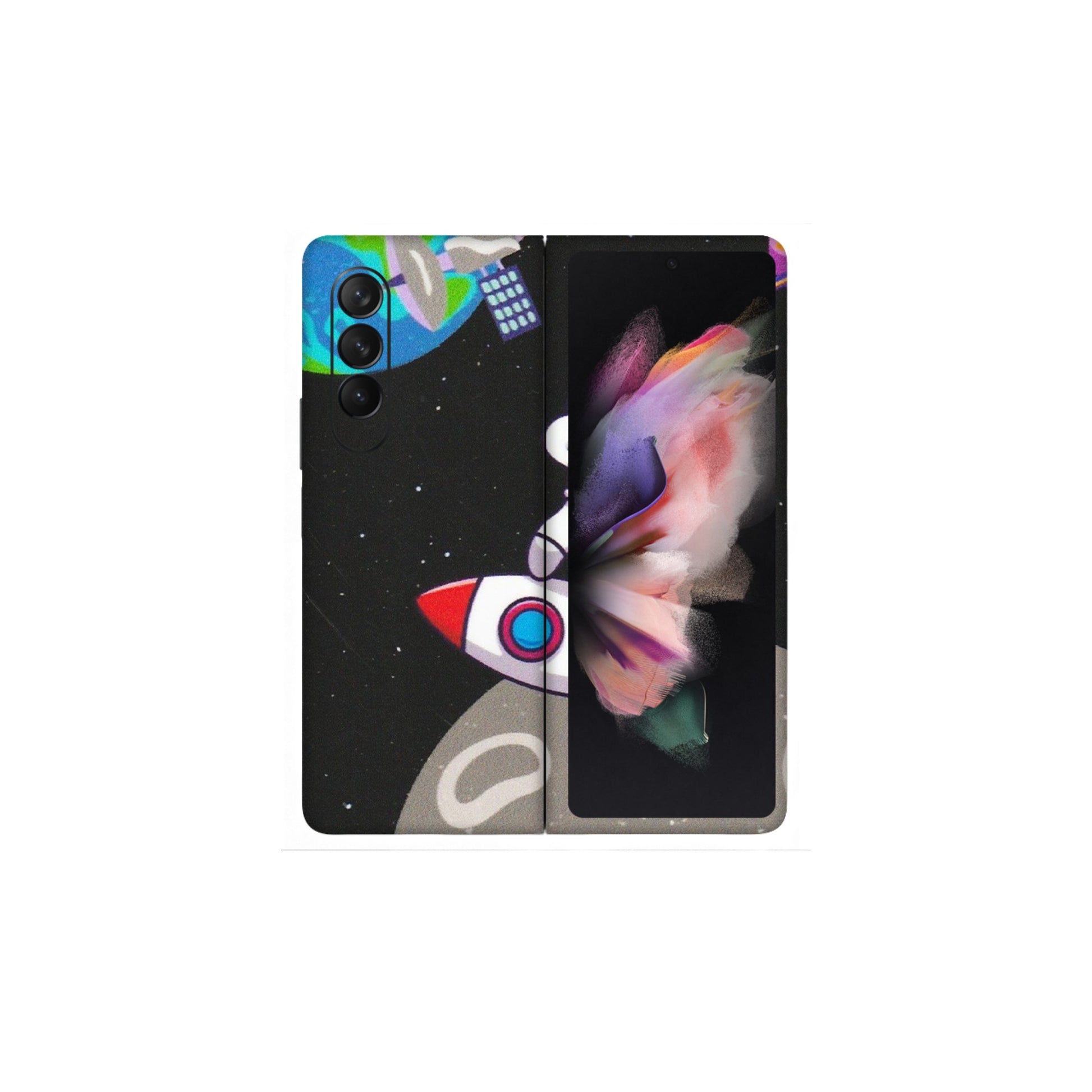 Samsung M/F/Note/Flip and C Phone Skins (All Models) - Astronaut Vibing Toon Running - Matte Finish (M-39) Samsung Galaxy Z Fold 3