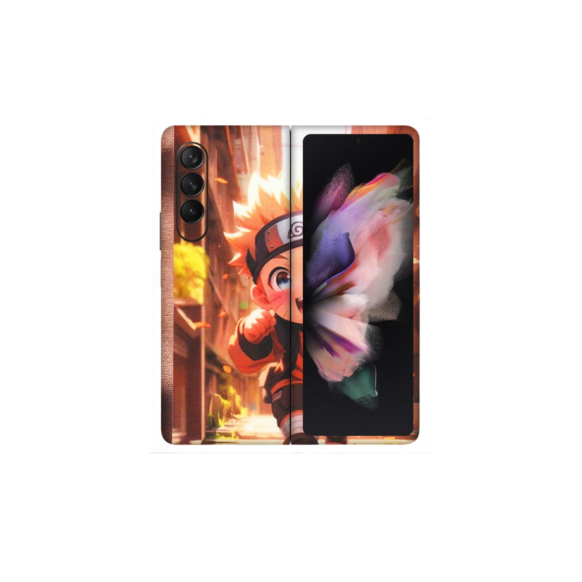 Samsung M/F/Note/Flip and C Phone Skins (All Models) - Naruto Cute Toon Running - Matte Finish (M-04) Samsung Galaxy Z Fold 3