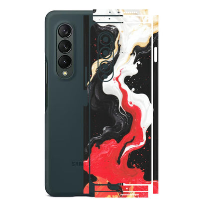 Samsung M/F/Note/Flip and C Phone Skins (All Models) - Black Red White Paint Splash Fusion - Matte Finish (M-56) Samsung Galaxy Z Fold 3
