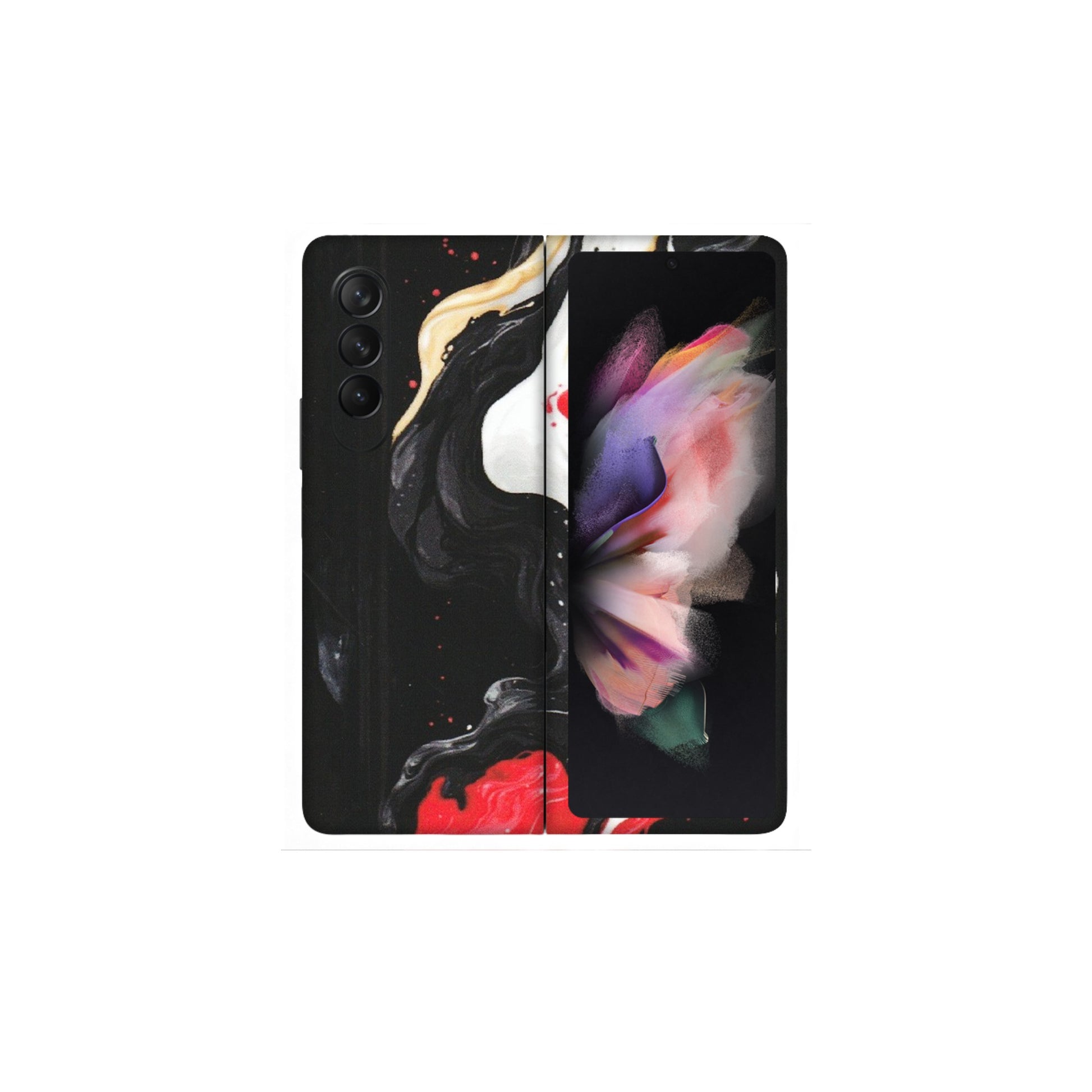 Samsung M/F/Note/Flip and C Phone Skins (All Models) - Black Red White Paint Splash Fusion - Matte Finish (M-56) Samsung Galaxy Z Fold 3