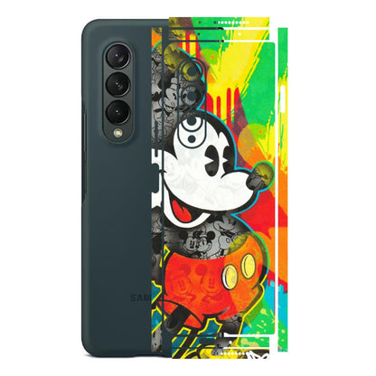Samsung M/F/Note/Flip and C Phone Skins (All Models) - Multiple Mickey With Colourful Texture - Matte Finish (M-84) Samsung Galaxy Z Fold 3