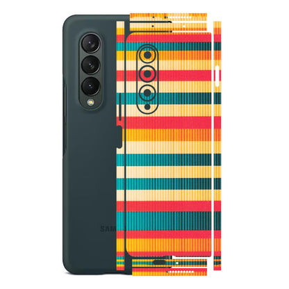 Samsung M/F/Note/Flip and C Phone Skins (All Models) - Colourful Stripes Soothing Effect - Matte Finish (M-86) Samsung Galaxy Z Fold 3