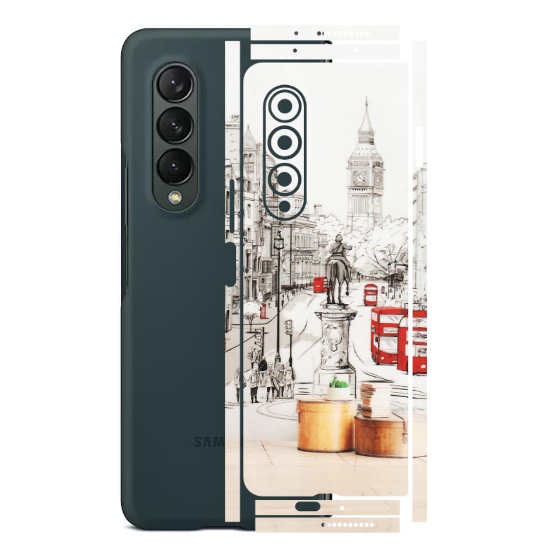 Samsung M/F/Note/Flip and C Phone Skins (All Models) - London Street - Transparent Finish (T-02) Samsung Galaxy Z Fold 3