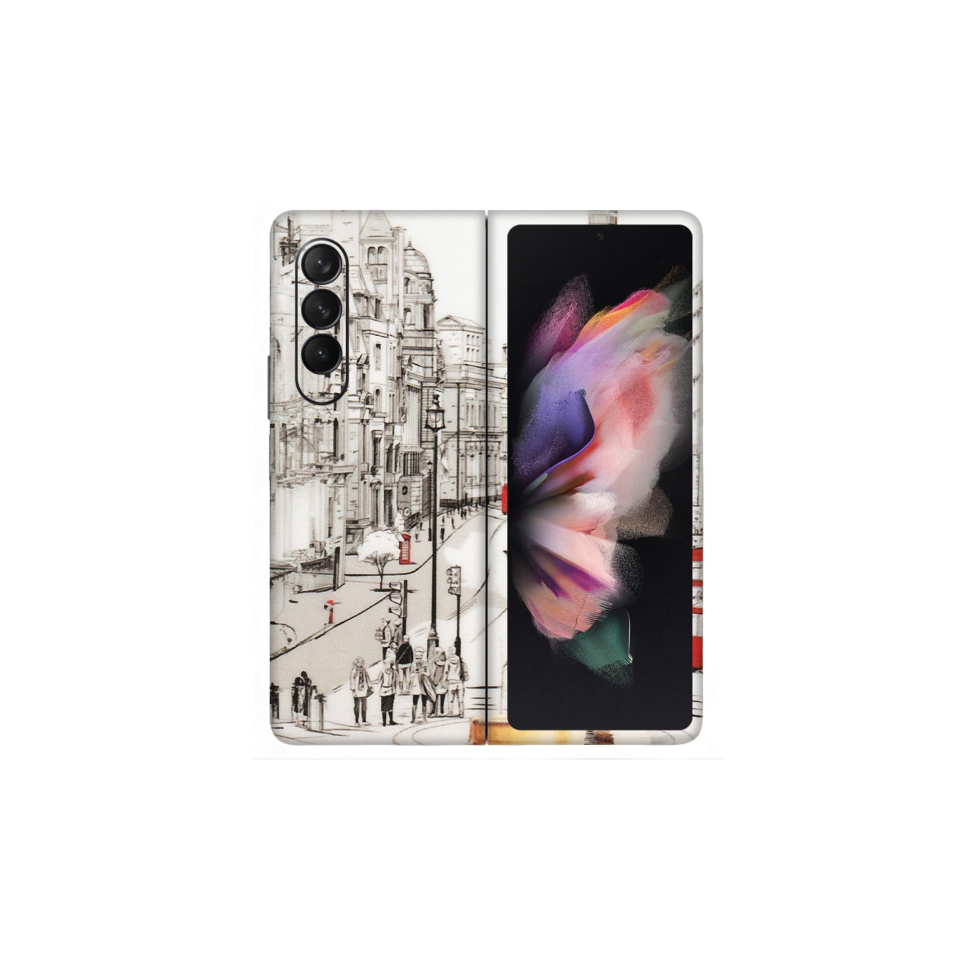 Samsung M/F/Note/Flip and C Phone Skins (All Models) - London Street - Transparent Finish (T-02) Samsung Galaxy Z Fold 3