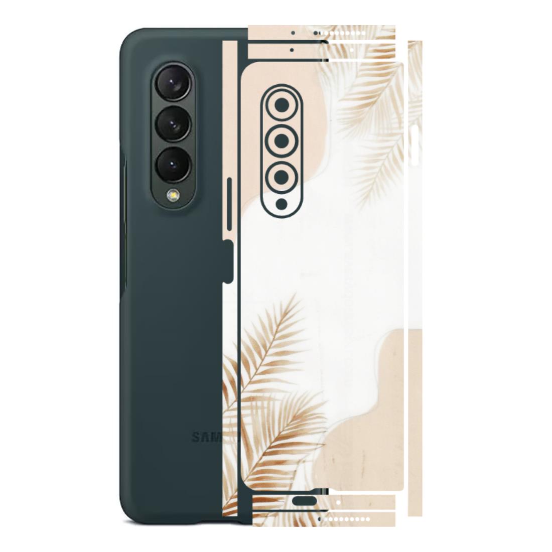 Samsung M/F/Note/Flip and C Phone Skins (All Models) - Gold Petals Abstract - Transparent Finish (T-08) Samsung Galaxy Z Fold 3