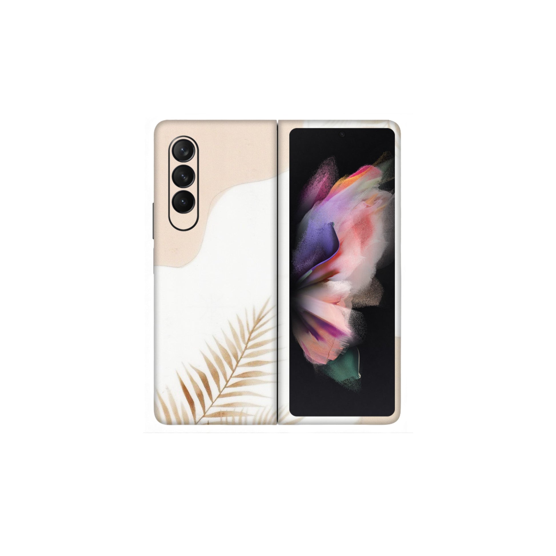Samsung M/F/Note/Flip and C Phone Skins (All Models) - Gold Petals Abstract - Transparent Finish (T-08) Samsung Galaxy Z Fold 3