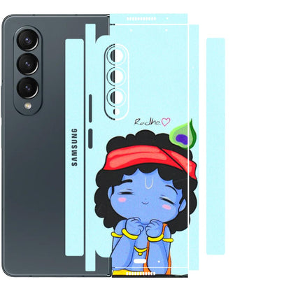 Samsung M/F/Note/Flip and C Phone Skins (All Models) - Radhe Radhe Cute Toon - 3D Embossed Finish (L-05) Samsung Galaxy Z Fold 4