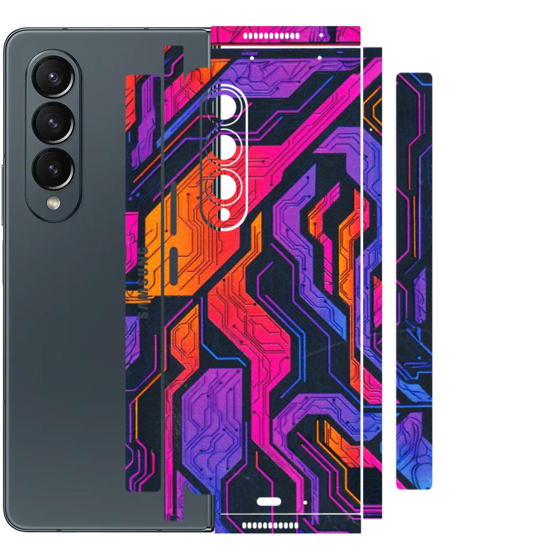 Samsung M/F/Note/Flip and C Phone Skins (All Models) - Tech Circuits Futuristic - 3D Embossed Finish (L-07) Samsung Galaxy Z Fold 4