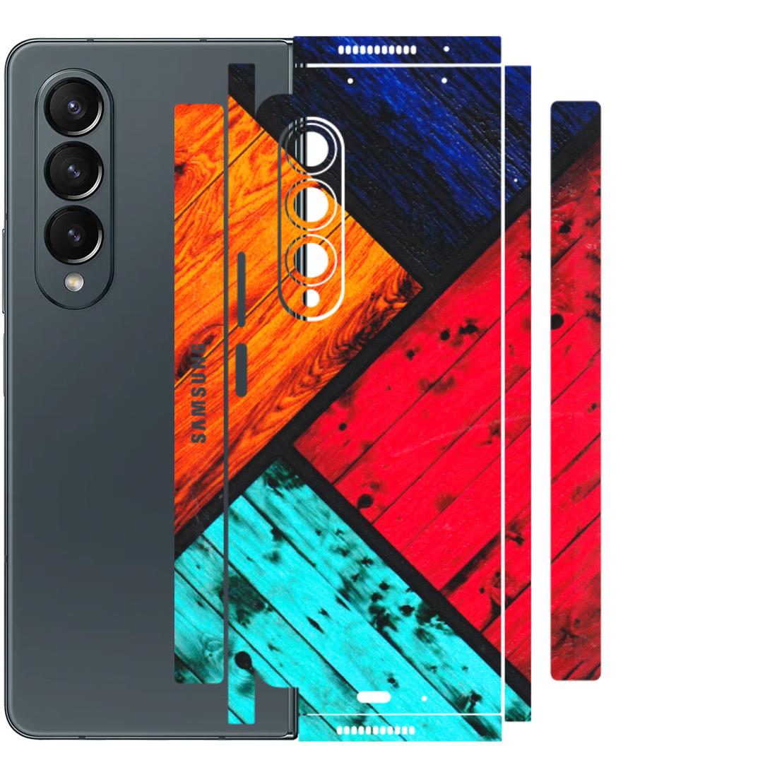Samsung M/F/Note/Flip and C Phone Skins (All Models) - Colourful Wood Panels Abstract - 3D Embossed Finish (L-09) Samsung Galaxy Z Fold 4