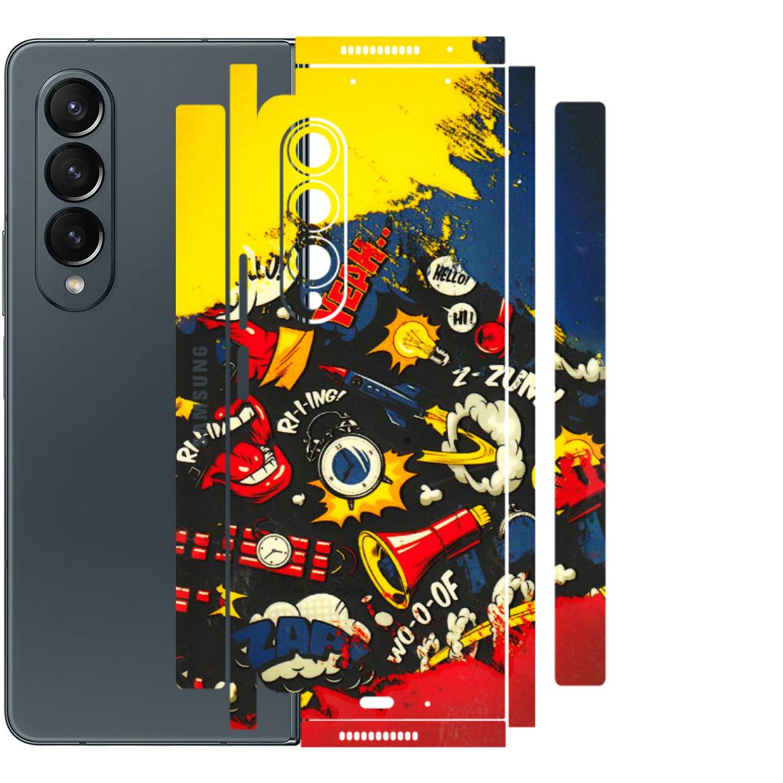 Samsung M/F/Note/Flip and C Phone Skins (All Models) - Pacific Doodle Art - 3D Embossed Finish (L-120) Samsung Galaxy Z Fold 4