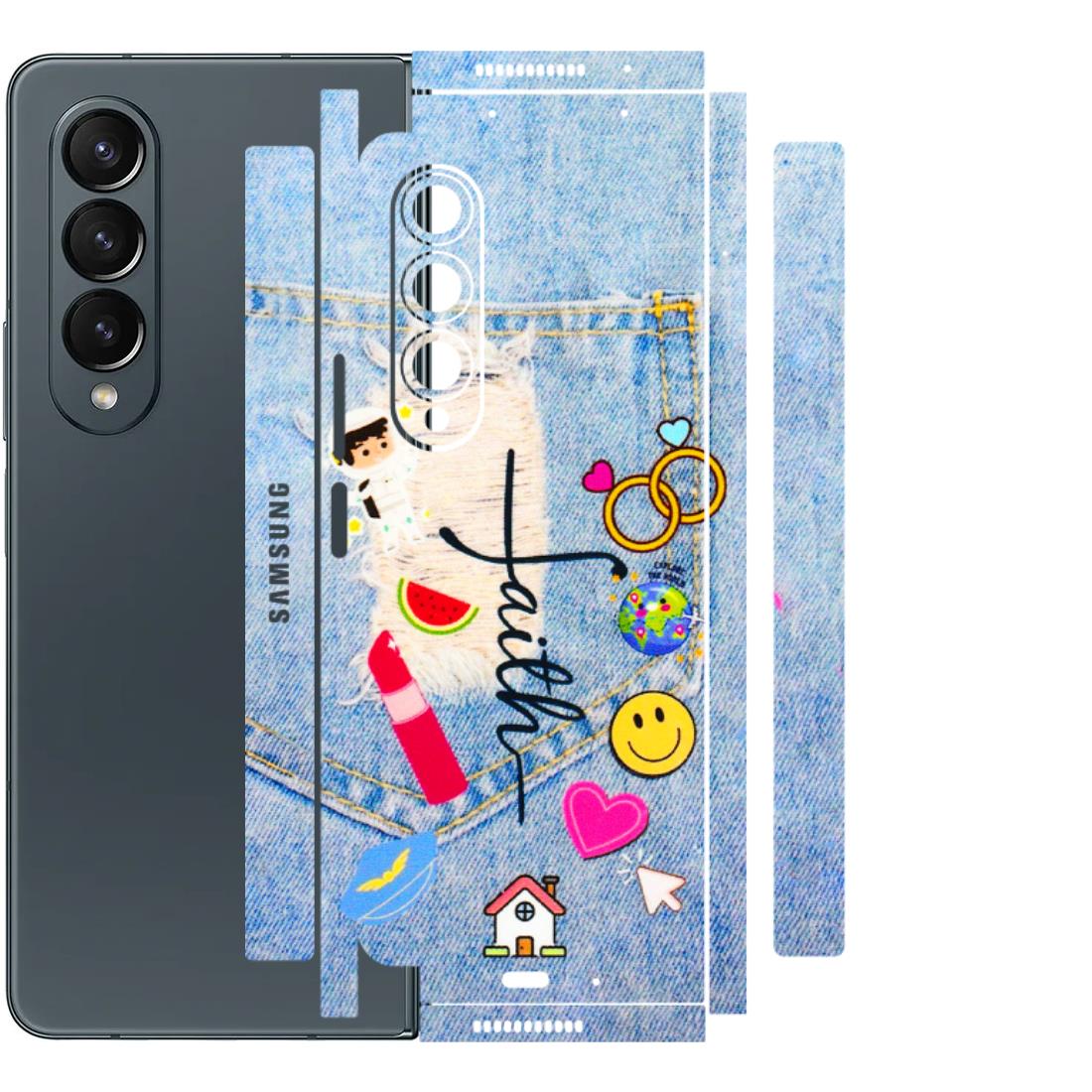 Samsung M/F/Note/Flip and C Phone Skins (All Models) - Denim Jeans Pocket - 3D Embossed Finish (L-134) Samsung Galaxy Z Fold 4