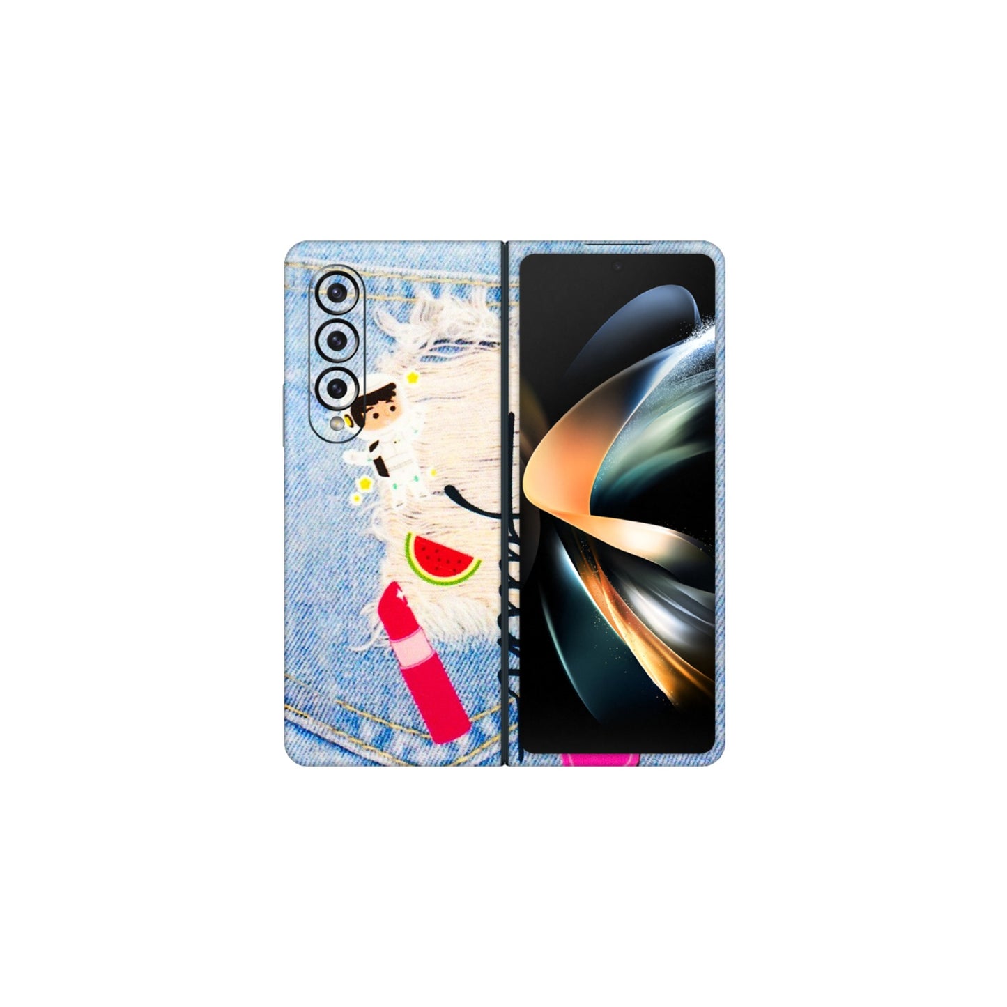 Samsung M/F/Note/Flip and C Phone Skins (All Models) - Denim Jeans Pocket - 3D Embossed Finish (L-134) Samsung Galaxy Z Fold 4