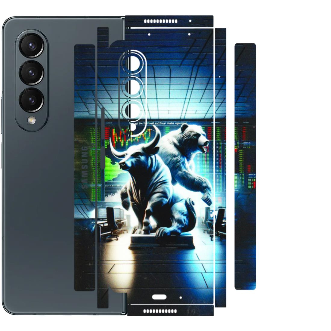 Samsung M/F/Note/Flip and C Phone Skins (All Models) - Stock Market Sensex Bear vs Bulls - 3D Embossed Finish (L-15) Samsung Galaxy Z Fold 4