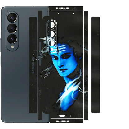 Samsung M/F/Note/Flip and C Phone Skins (All Models) - Har Har Mahadev Blue/Black - 3D Embossed Finish (L-185) Samsung Galaxy Z Fold 4